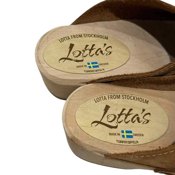 Lotta from Stockholm Lottas Classic Swedish Clogs Camel Nubuck Leather 40 US 9.5 - Picture 4 of 9